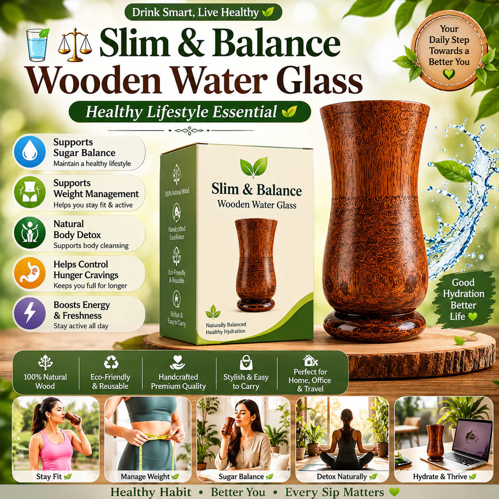 🍃💚 Wellness Wooden Water Glass – Weight & Sugar Support🪵  🍃💚 Wellness Wooden Water Glass – Weight & Sugar Support🪵