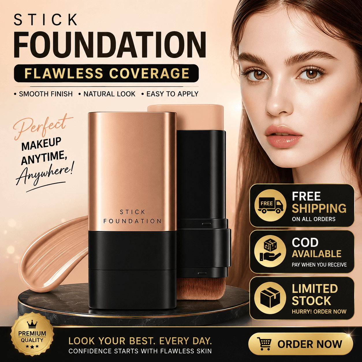 Korean 2 in 1 Glass Skin Foundation Stick (Imported Skincare)