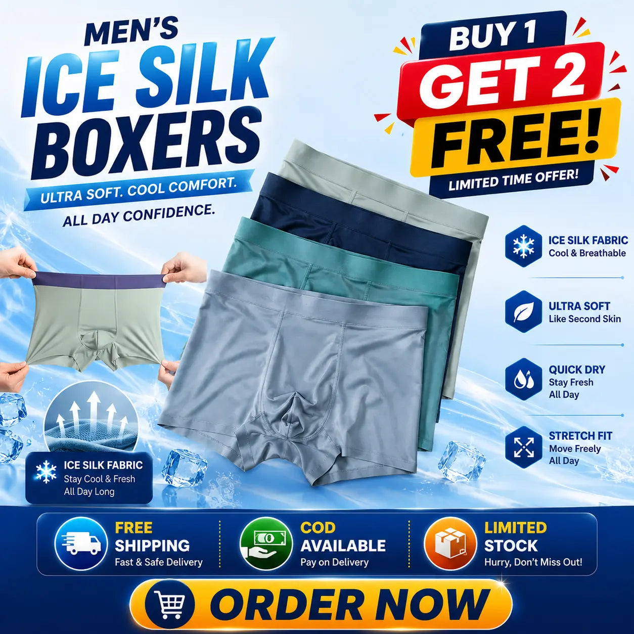 Men’s Cooling Ice Silk Underwear – Buy 1 Get 2 Free