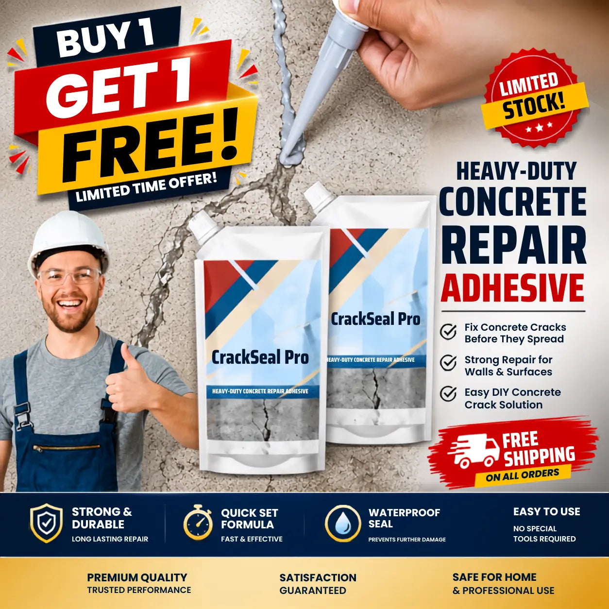 Heavy-Duty Concrete Crack Repair Adhesive (Buy 1 Get 1 Free)🔥
