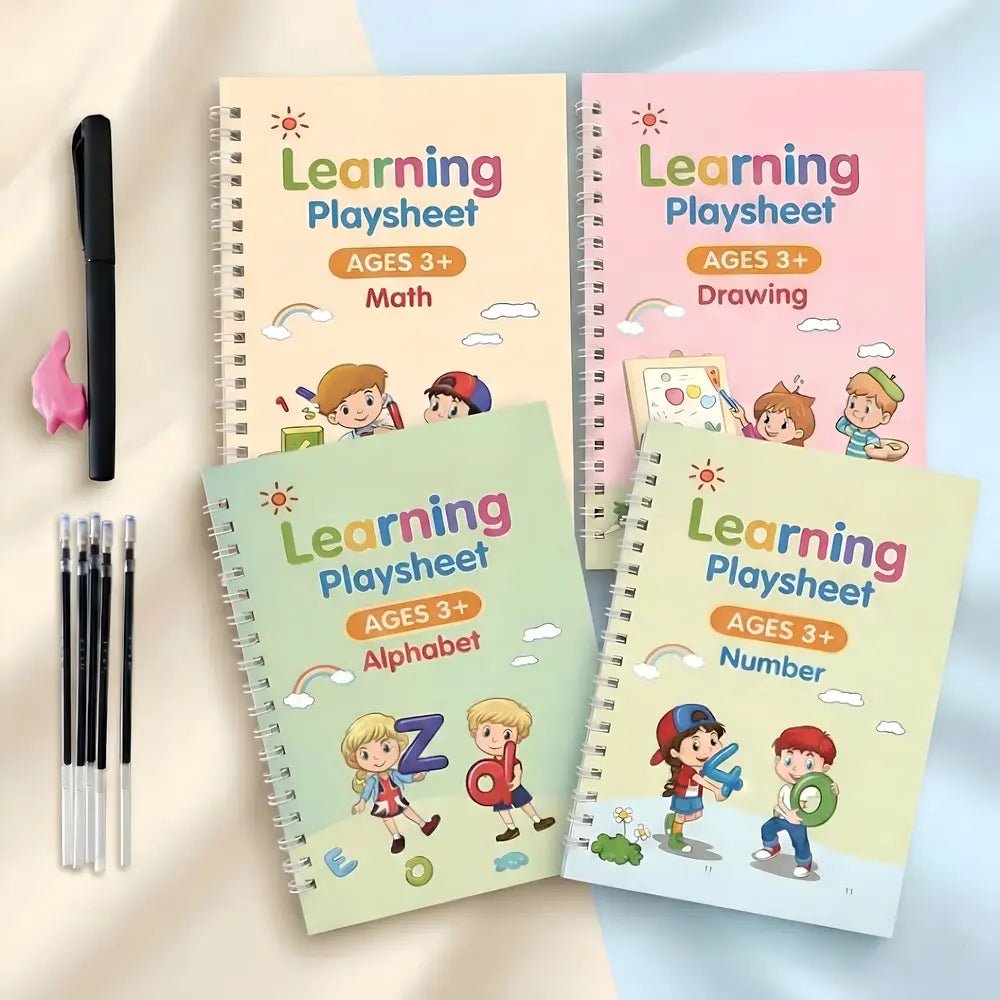 Reusable Practice Sheets Set (4 Book + 10 Refill) (A-127)