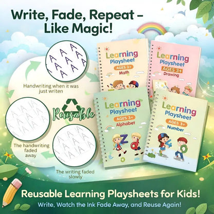Reusable Practice Sheets Set (4 Book + 10 Refill) (A-127)