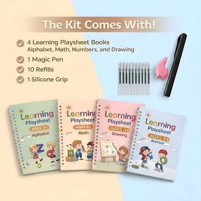 Reusable Practice Sheets Set (4 Book + 10 Refill) (A-127)